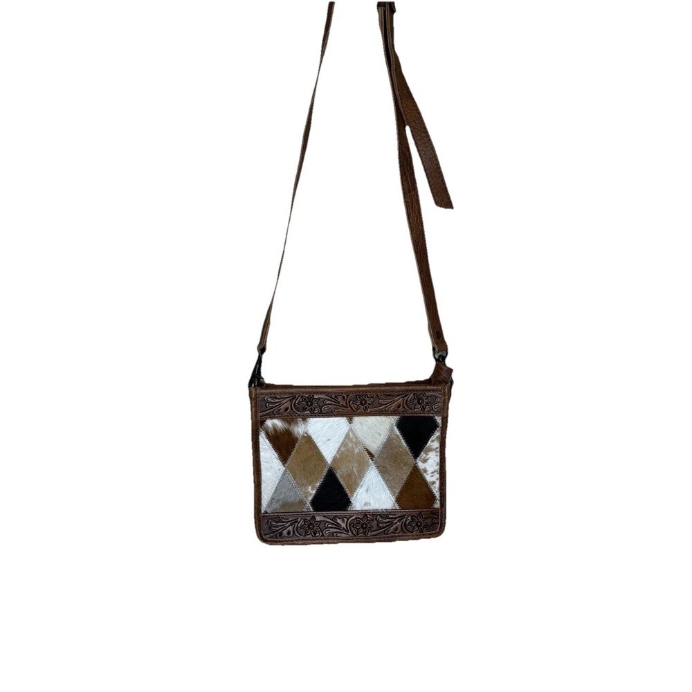 American Darling Cowhide Women's Leather Crossbody Bag Boho Western Tooled Purse
